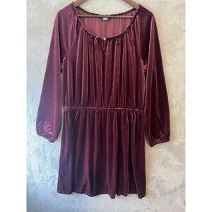 Lands' End Dress Women's XL 18 Red Velvet‎ 3/4 Sleeve Knee Length